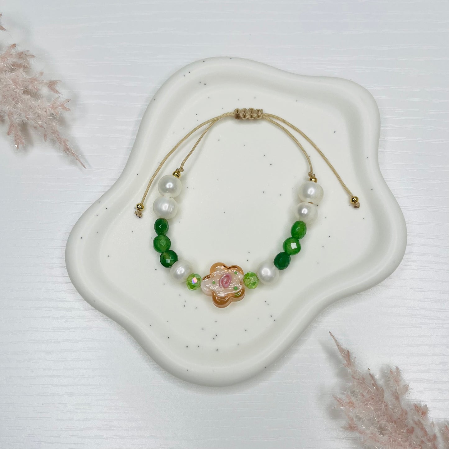 Pink Flower Jewelry Set