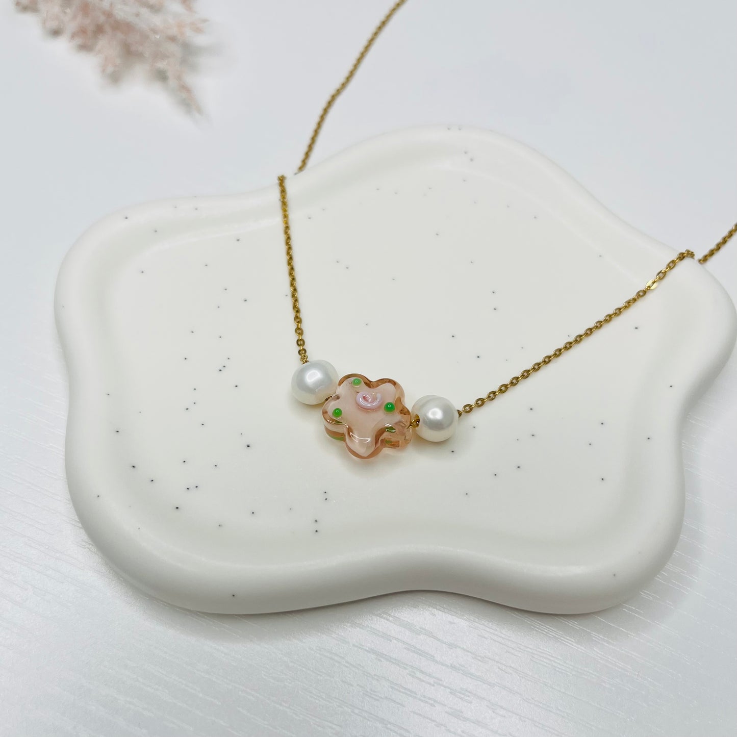 Pink Flower Jewelry Set