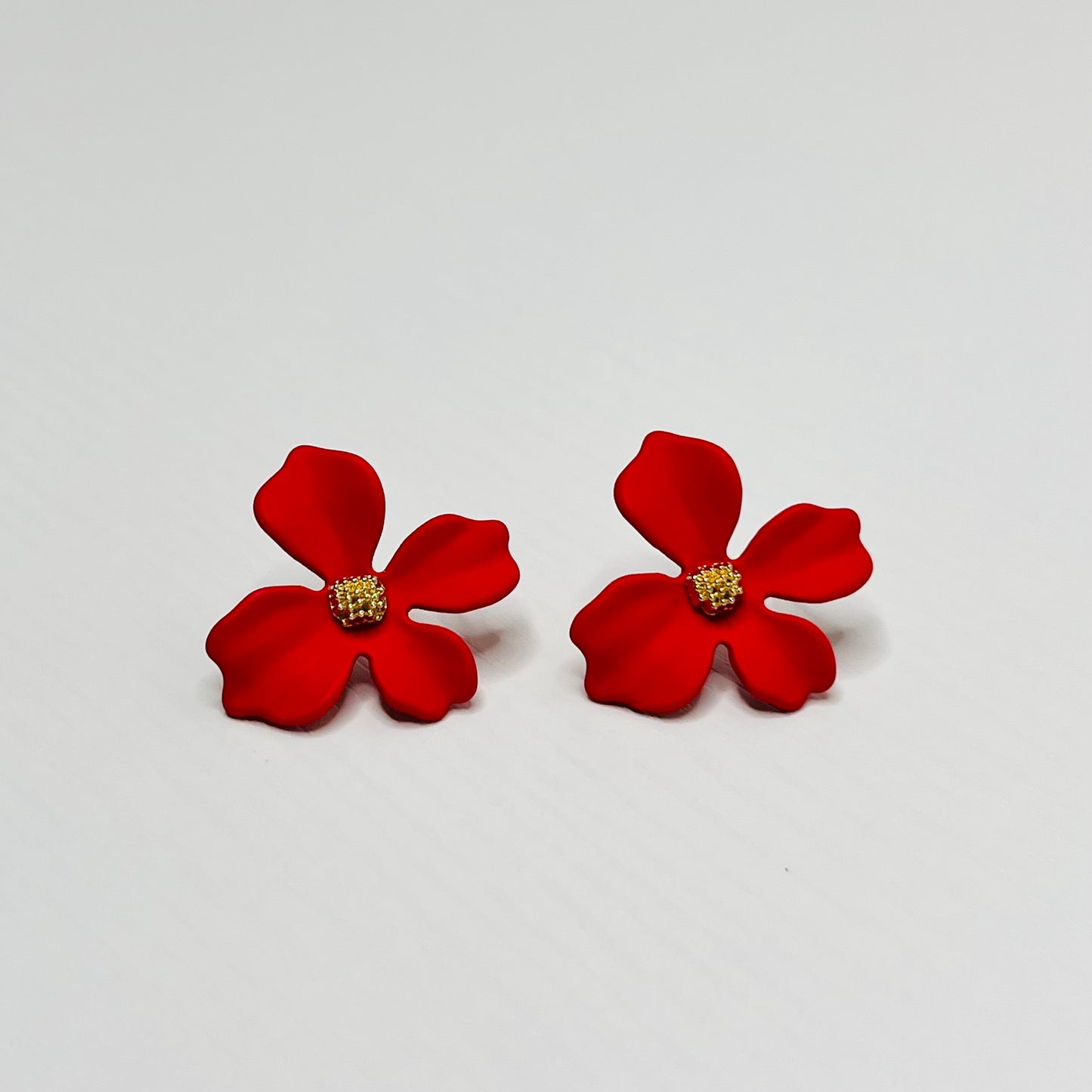 Painted Metal Flower Stud Earrings